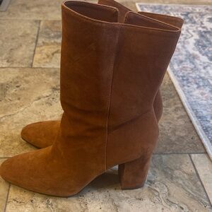 Jessica Simpson Chestnut Suede Mid-Calf Block Heel Boots